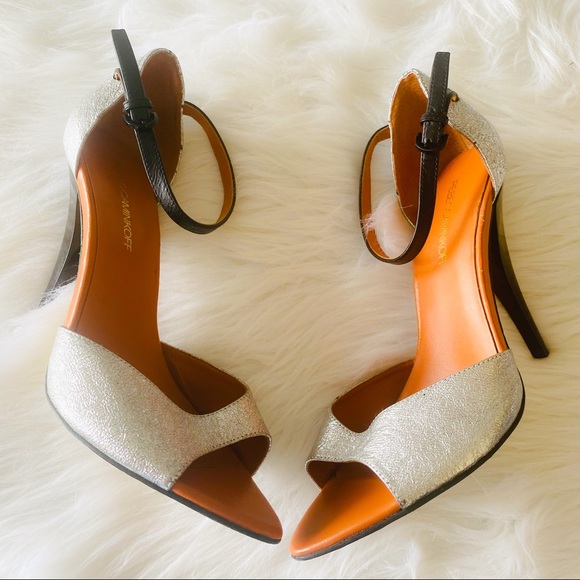 Rebecca Minkoff Cracked Leather Silver Heels - Picture 5 of 8